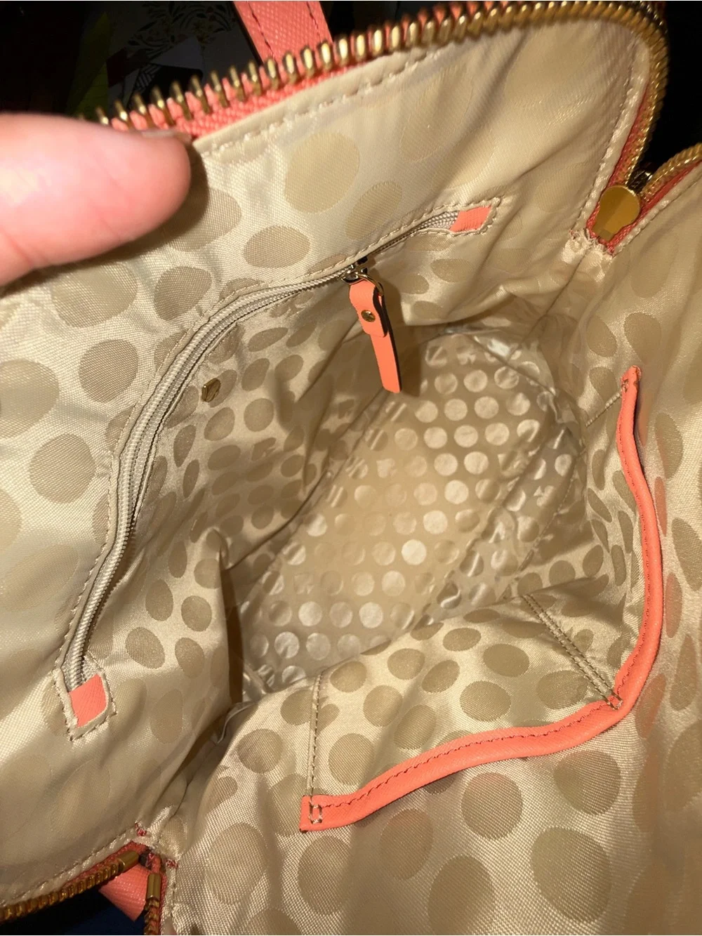 kate spade Coral Orange Saffiano Satchel with Detachable Strap